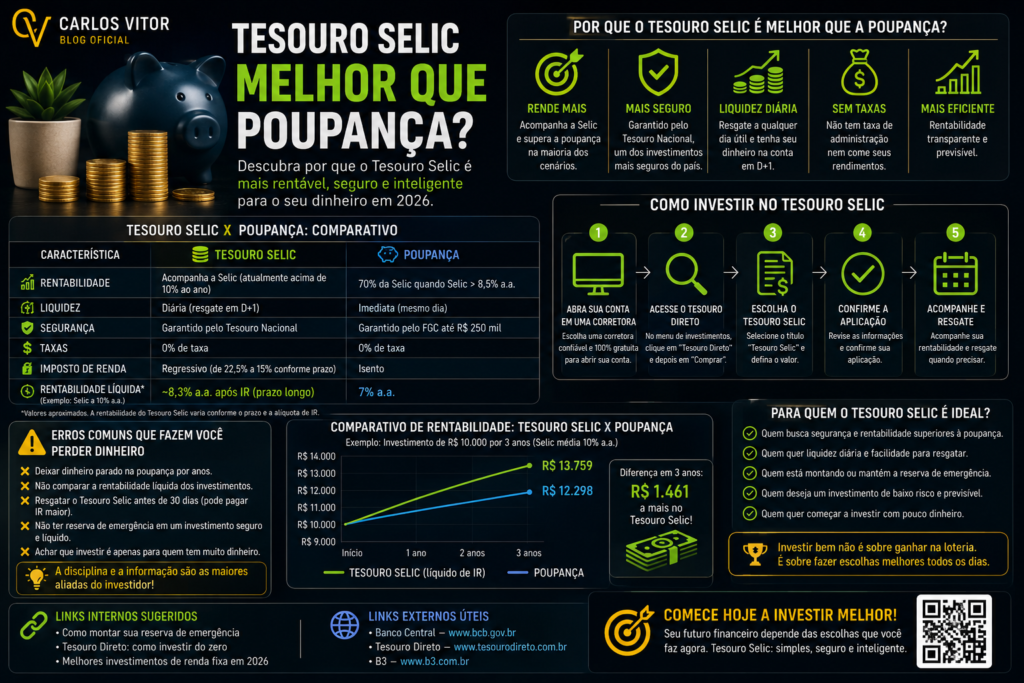 Tesouro Selic é melhor que poupança?