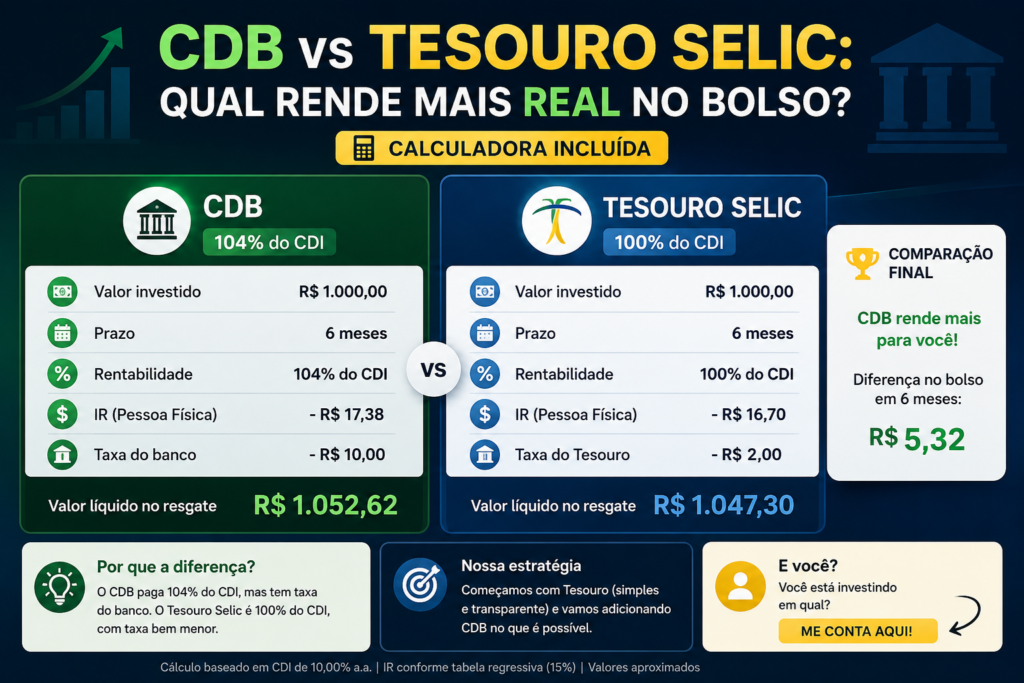 CDB ou Tesouro Selic: Qual Rende Mais no Seu Bolso em 2026?